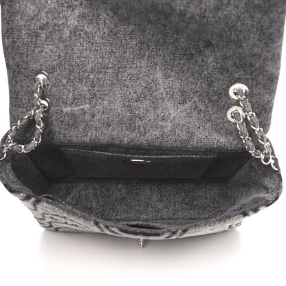 Chanel Denim Embossed CC Logo Print Jumbo Single Flap Grey Black 5 of 10