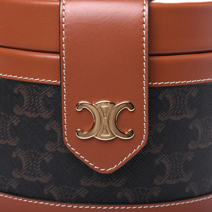 Celine Calfskin Triomphe Canvas Medium Tambour Bag Tan 10 of 11