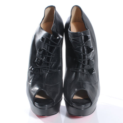 Christian Louboutin Leather Marine 150 Peep Platform Booties 40.5 Black 2 of 7