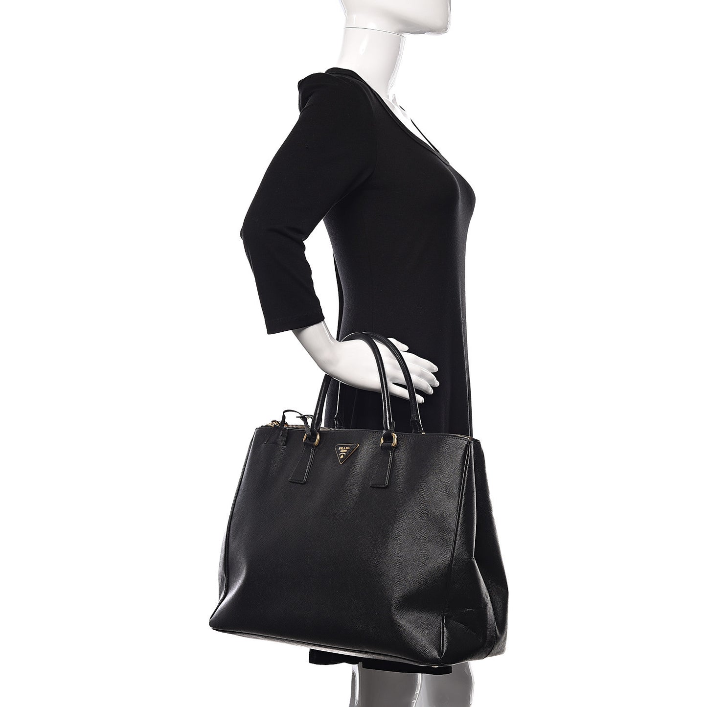 Saffiano Lux Extra Large Galleria Double Zip Tote Black
