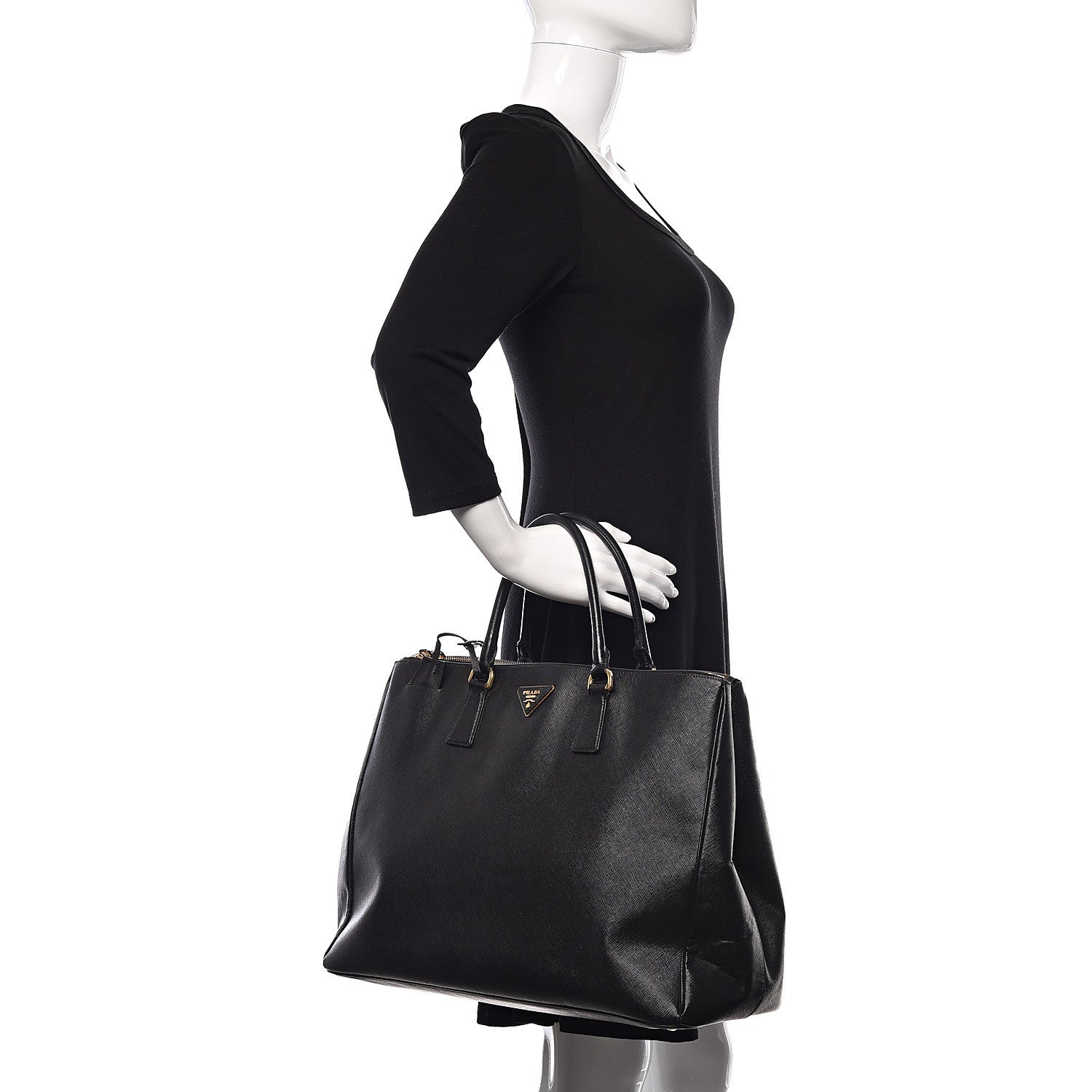 Prada Saffiano Lux Extra Large Galleria Double Zip Tote Black 2 of 16