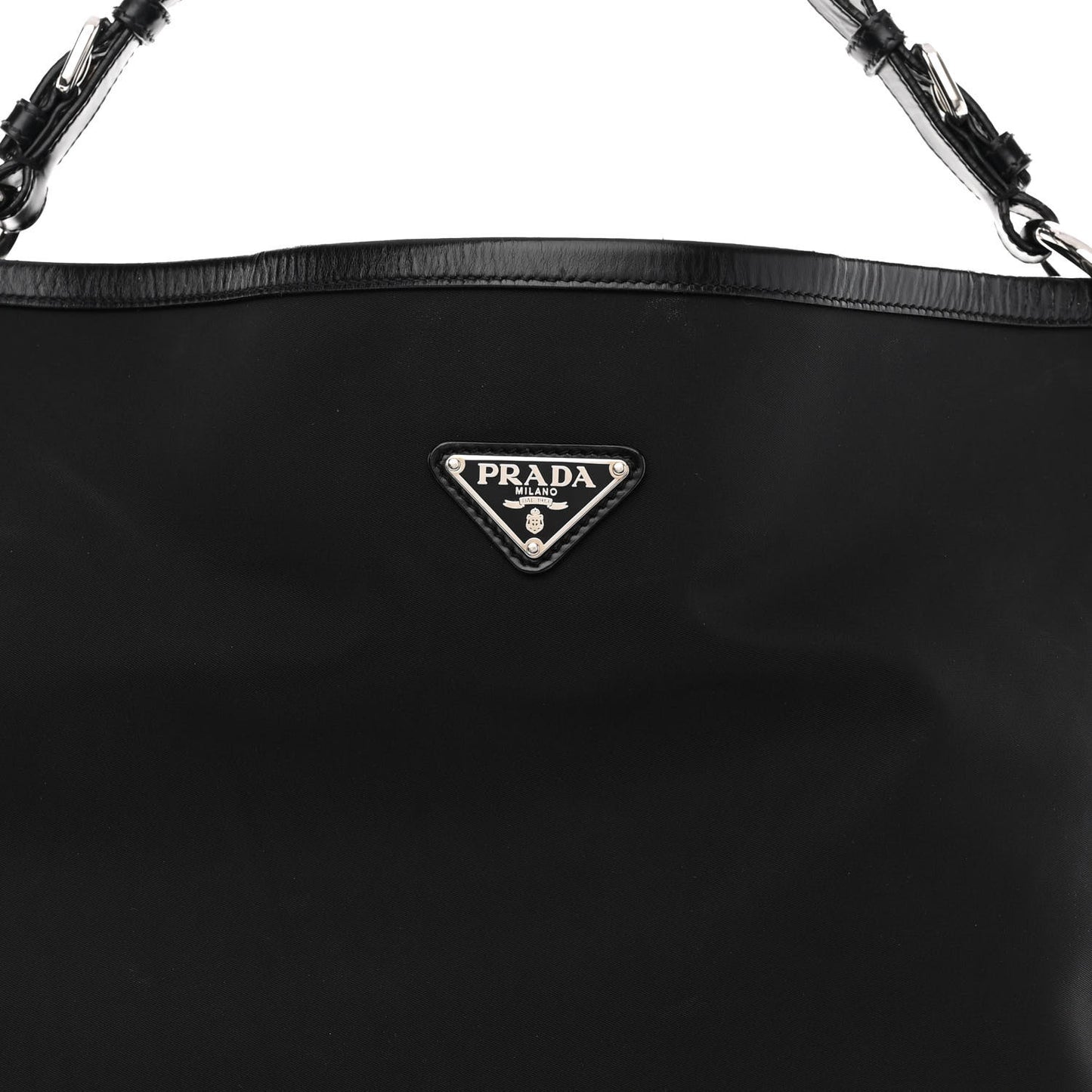 Tessuto Nylon Calfskin Hobo Black