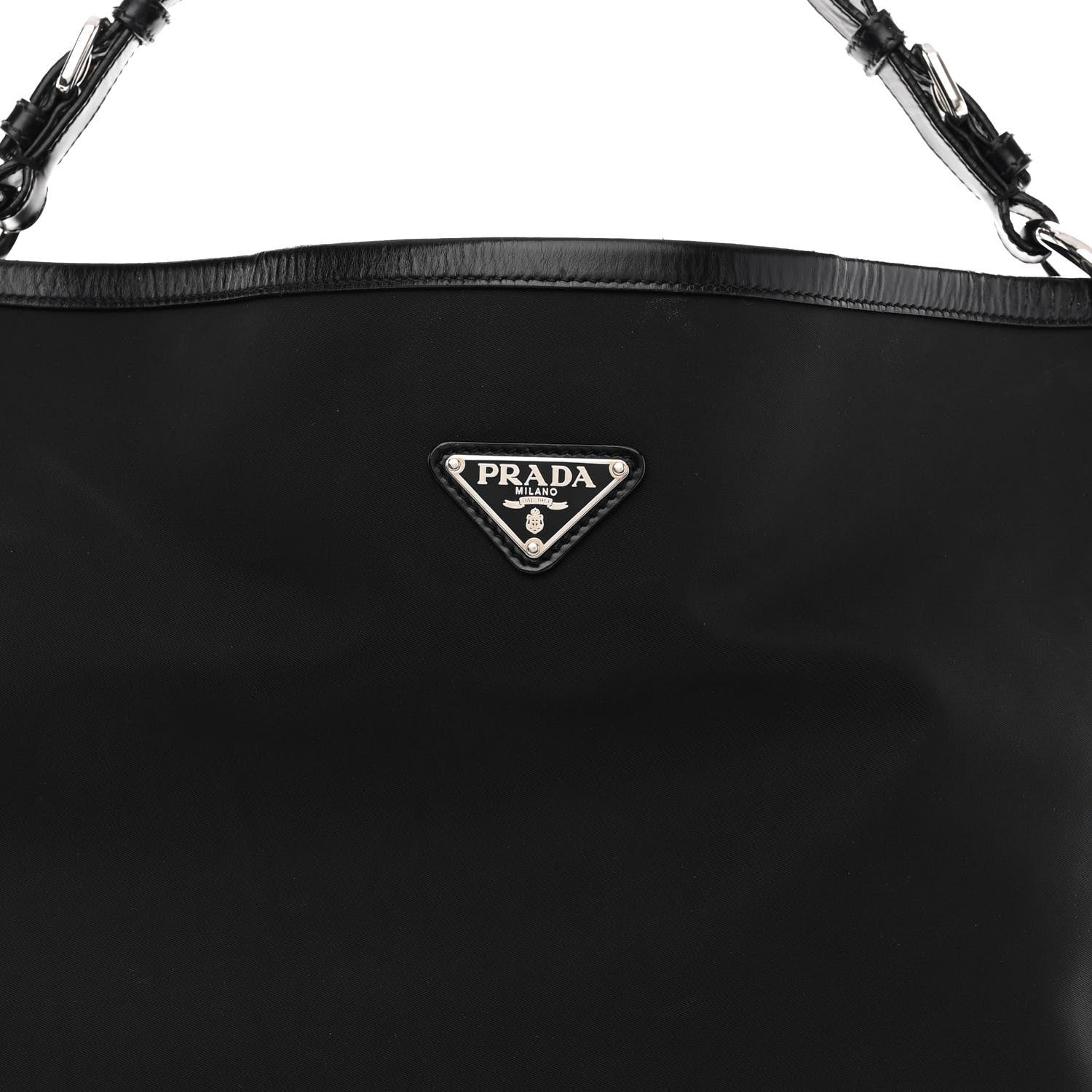 Prada Tessuto Nylon Calfskin Hobo Black 7 of 10