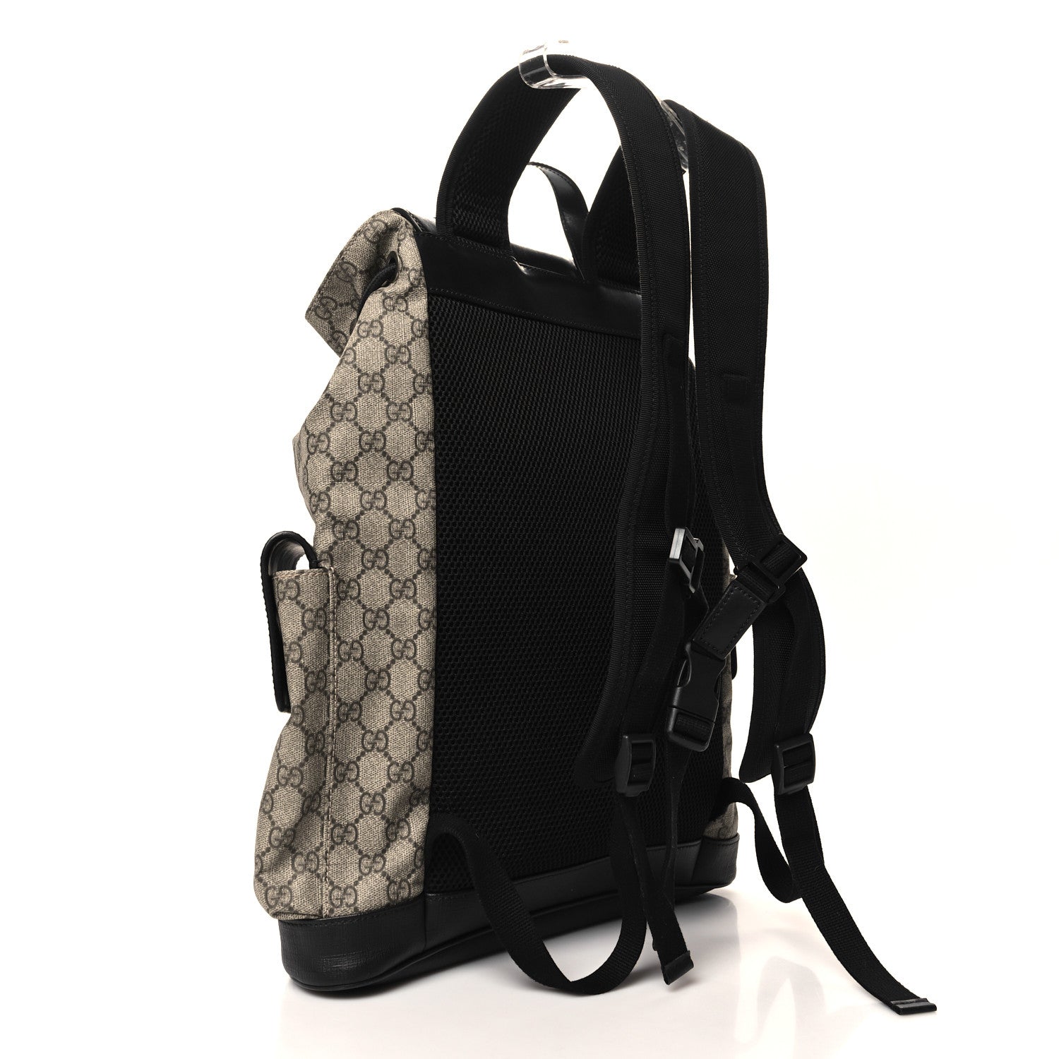 Gucci Soft GG Supreme Monogram Double Buckle Backpack Beige Black 3 of 10