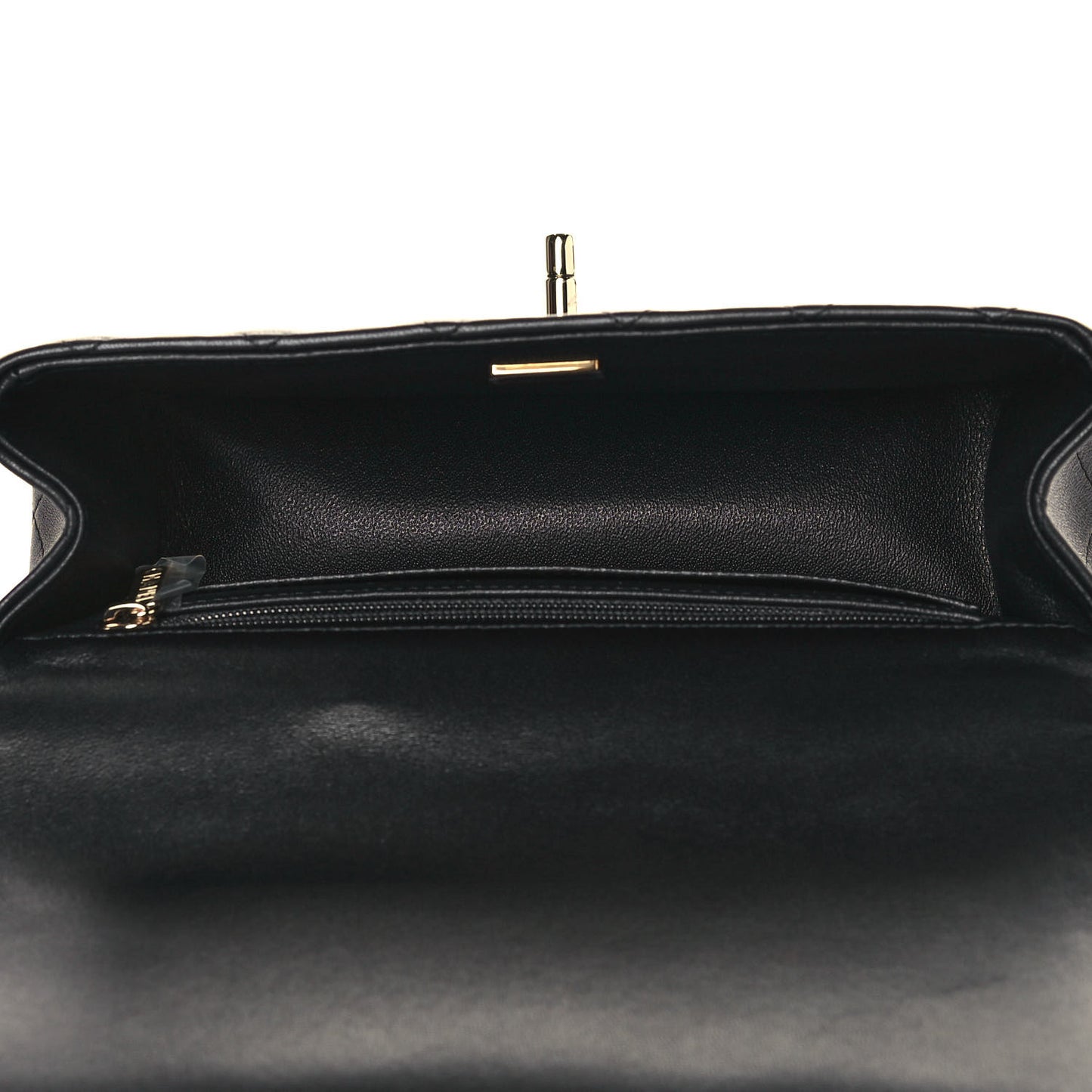 Lambskin Quilted Mini Top Handle Rectangular Flap Black
