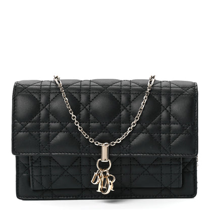 Christian Dior Lambskin Cannage Lady Dior Chain Pouch Black 1 of 12