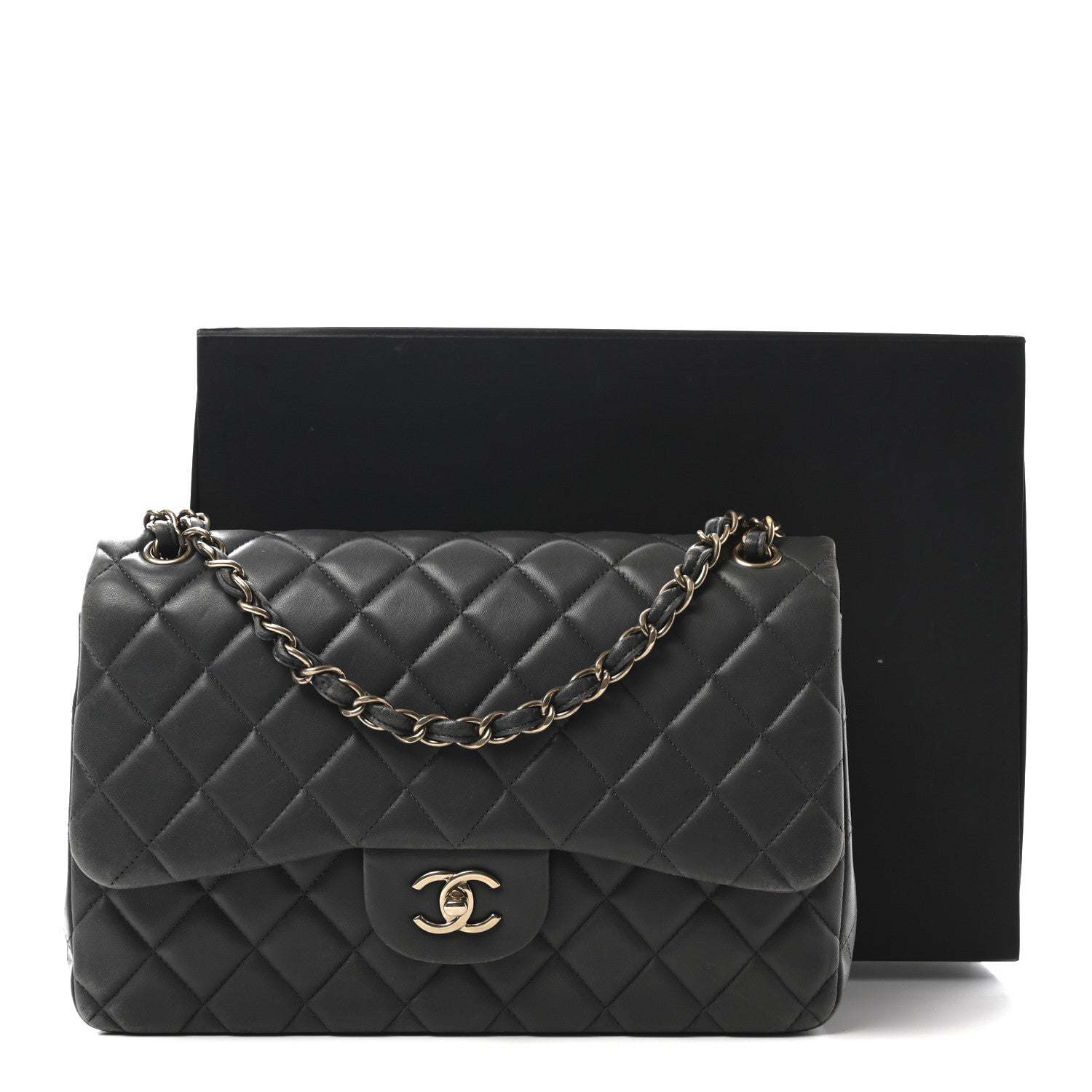 Chanel Lambskin Quilted Jumbo Double Flap Dark Grey 11 of 11