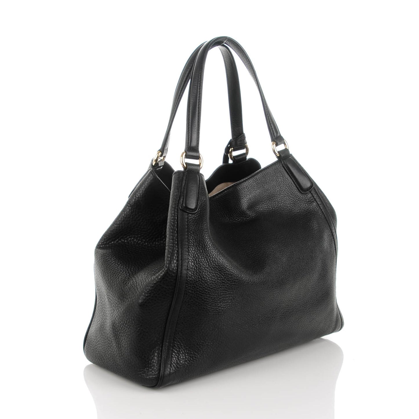 Pebbled Calfskin Medium Soho Shoulder Bag Black