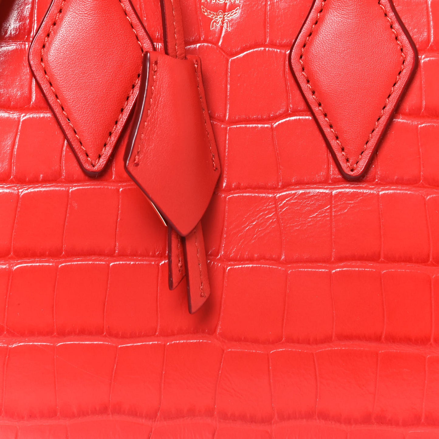 Calfskin Crocodile Embossed Mini Neo Milla Tote Ruby Red