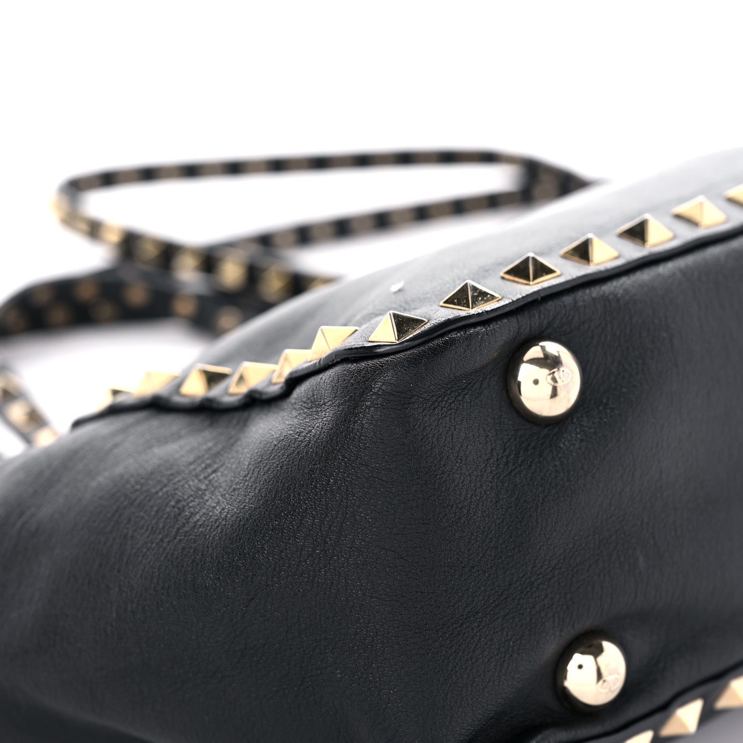 Vitello Mini Rockstud Tote Black