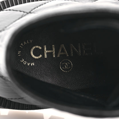 Chanel Crumpled Lambskin Quilted Platform Lace Up Combat Boots 38 Black 8 of 10