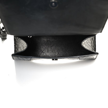 Balenciaga Shiny Calfskin Monochrome Crocodile Embossed Small Hourglass Top Handle Bag Black 5 of 11