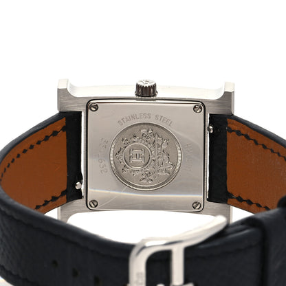 Hermes Stainless Steel Epsom 21mm Heure H Hour Quartz Watch Noir 4 of 5