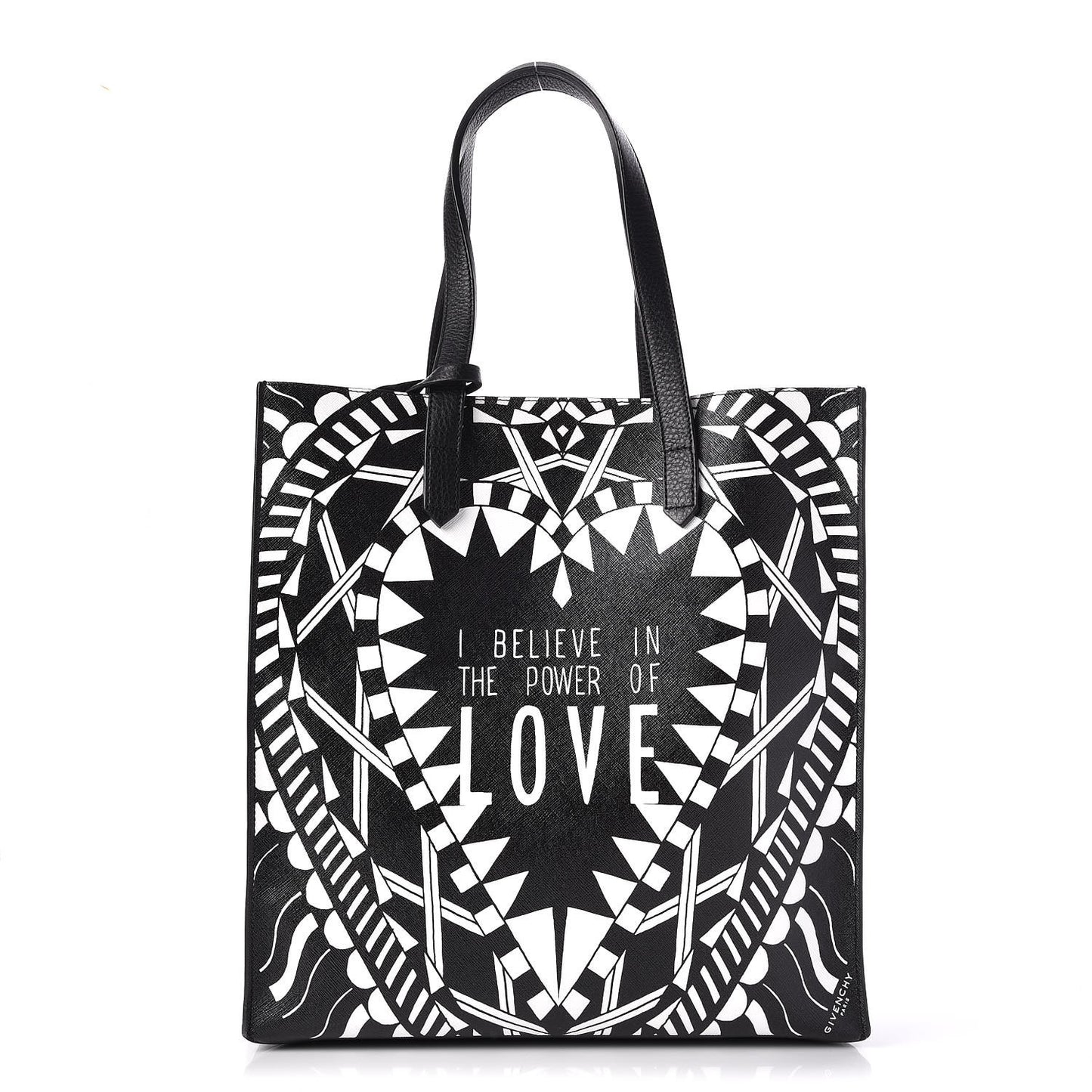 Calfskin Power of Love Print Tote Black