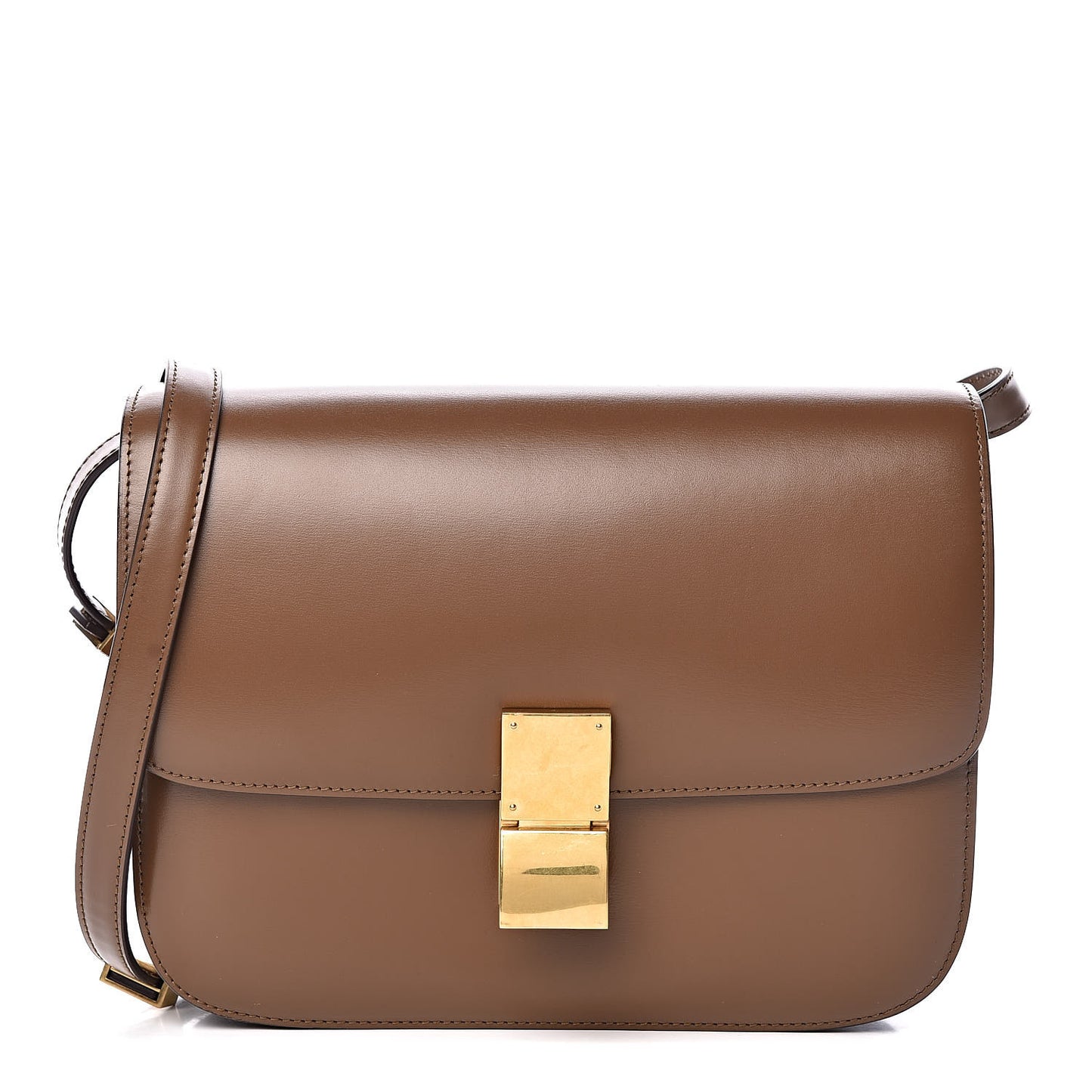 Box Calfskin Medium Classic Box Flap Bag Camel