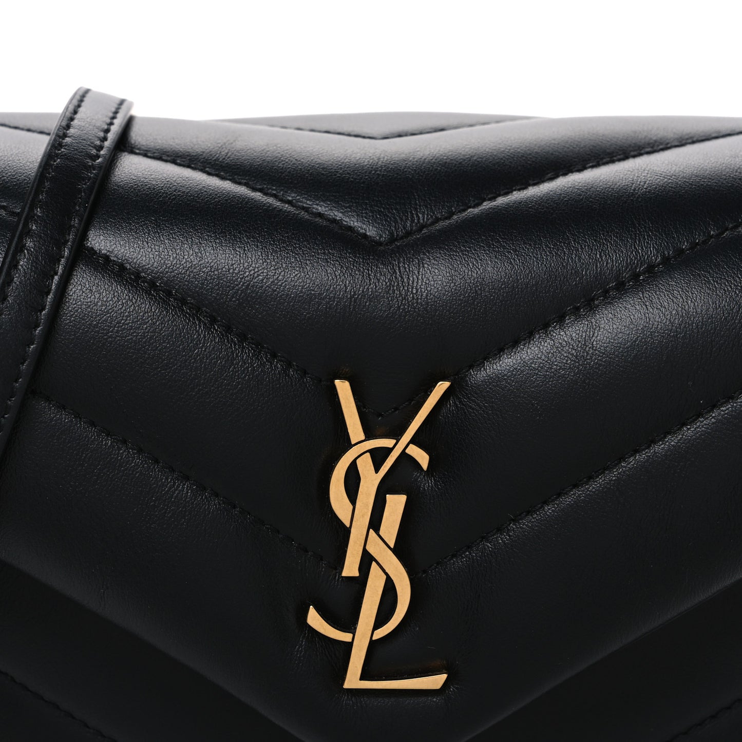 Calfskin Y Quilted Monogram Toy Loulou Crossbody Bag Black