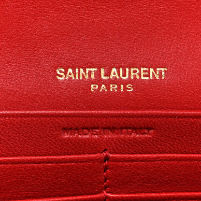 Saint Laurent Lambskin Matelasse Monogram Large Vicky Continental Wallet Rouge Eros 7 of 9