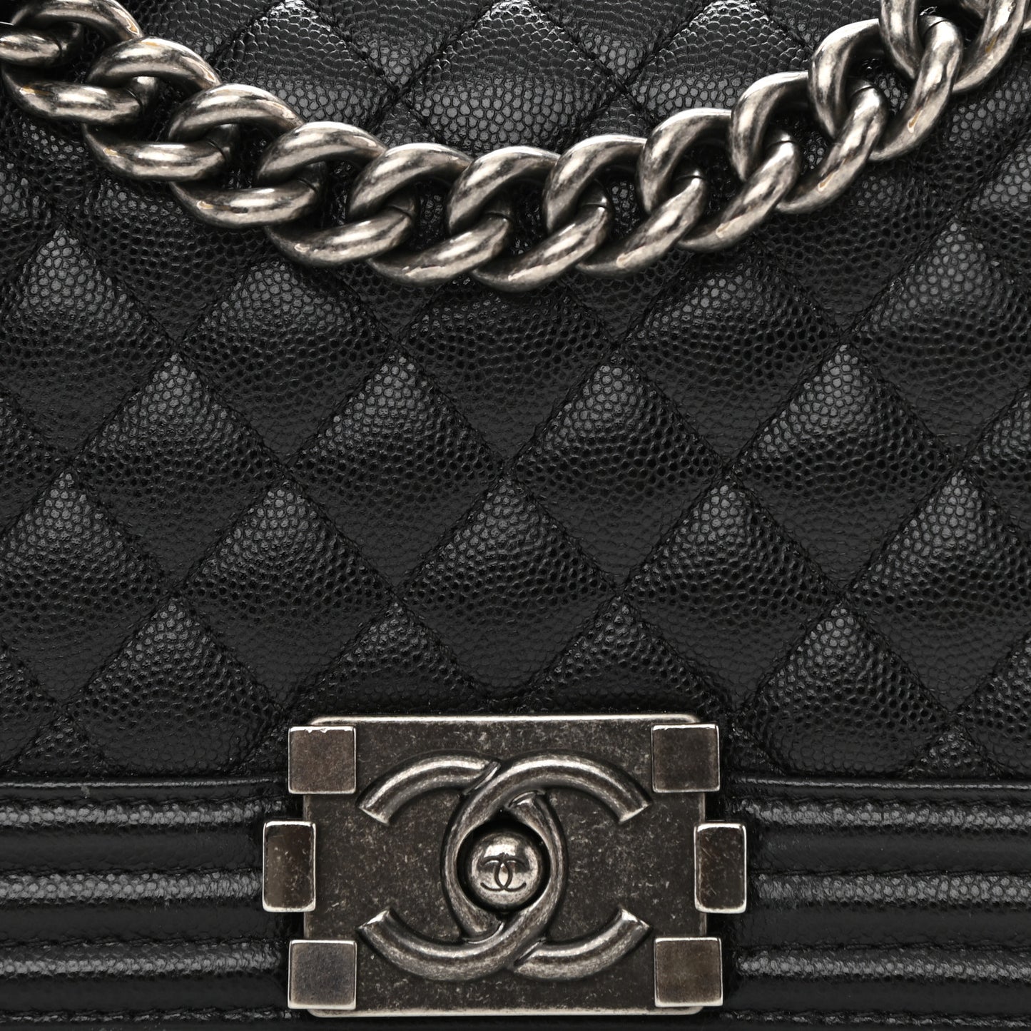 Caviar Quilted Small Boy Flap Black