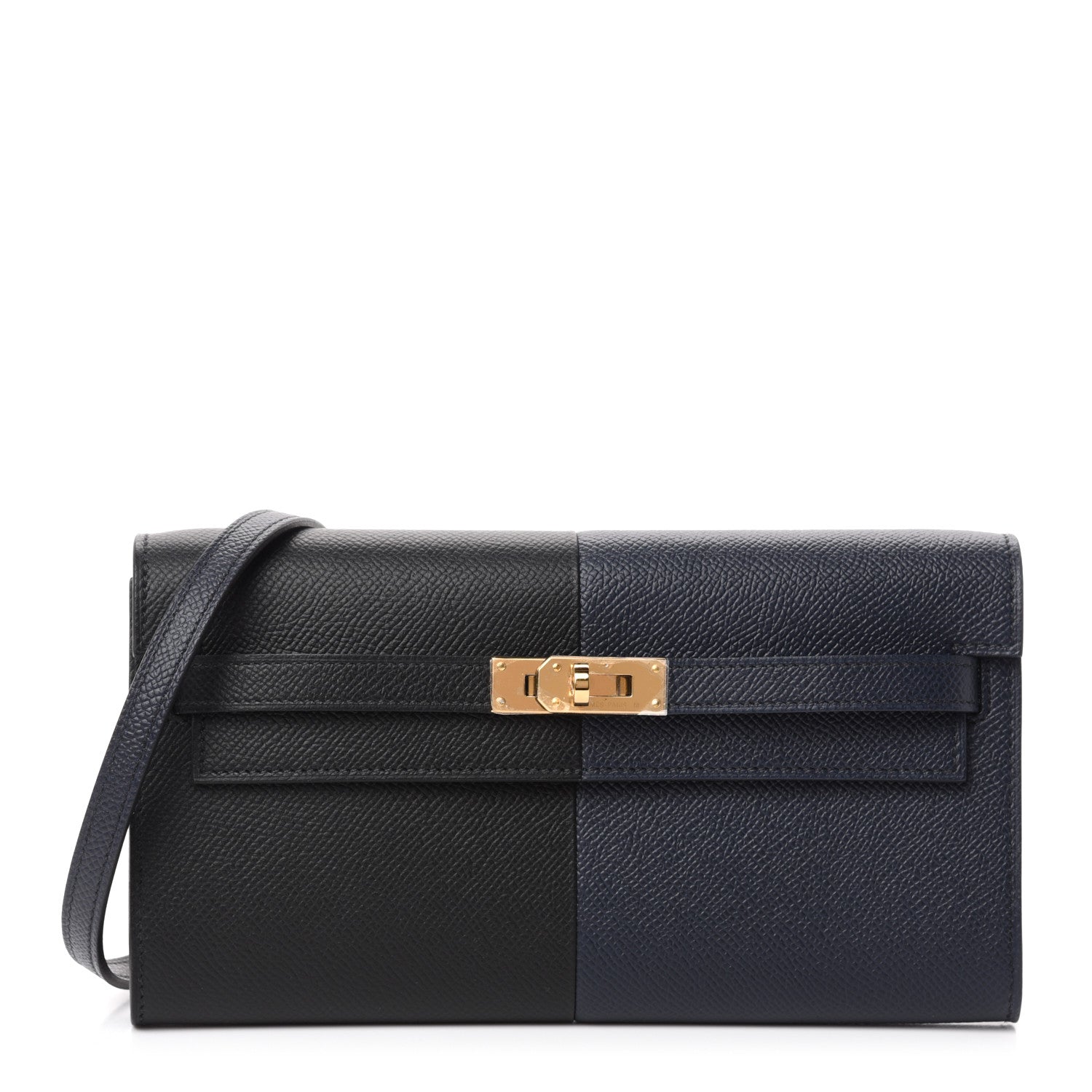 Hermes Epsom Casaque Kelly Wallet To Go Black Bleu Indigo Bleu Frida 1 of 10
