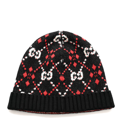 Gucci Knit GG Monogram Diamante Beanie Hat S Black 3 of 6