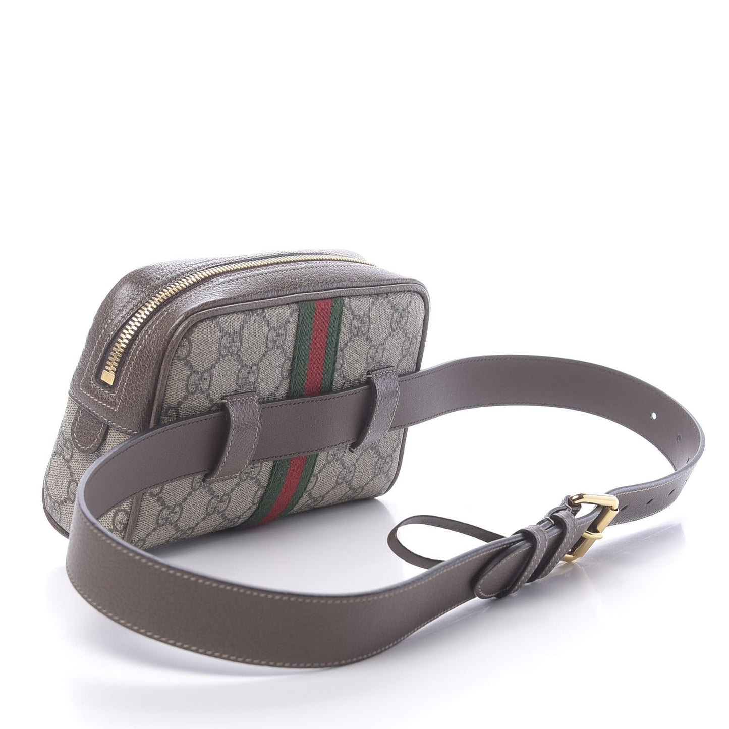 GG Supreme Monogram Web Small Ophidia Belt Bag 85 34 Dark Brown
