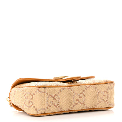 Gucci Raffia GG Monogram Matelasse Small GG Marmont Shoulder Bag Natural Beige Off White Sun Oil 4 of 12