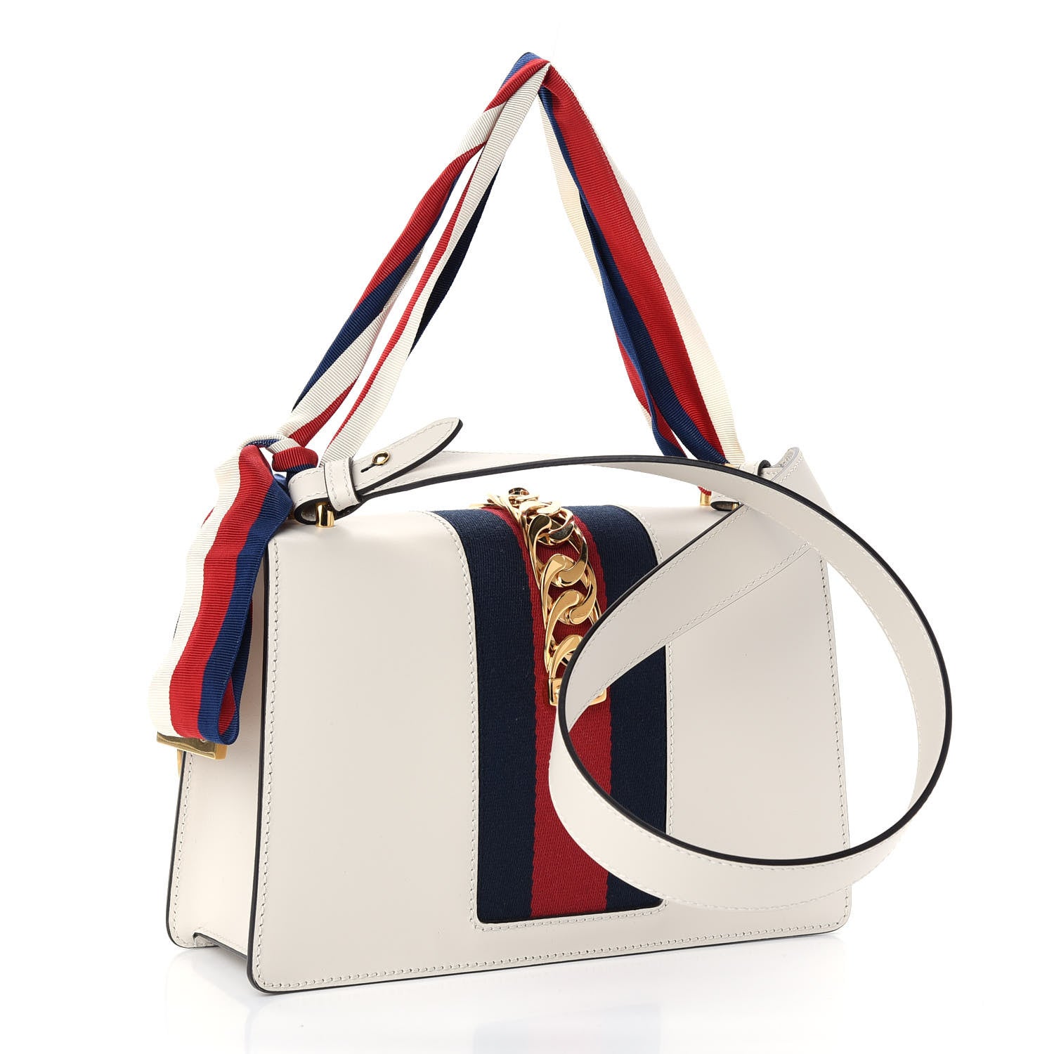 Gucci Calfskin Small Sylvie Shoulder Bag Off White 3 of 9