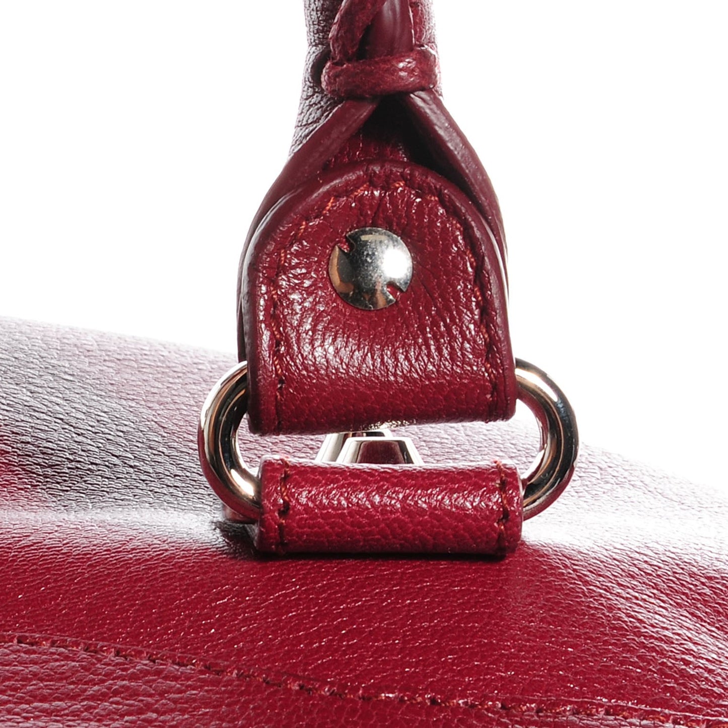 Chevre Silver Metallic Edge Hardware City Rouge Brique Rouge Grenade