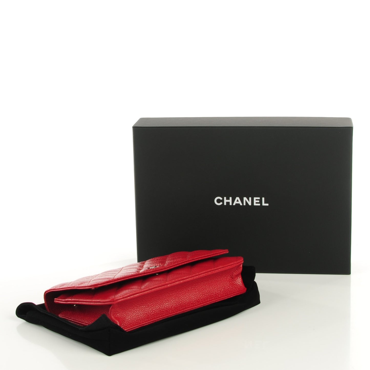 Caviar Quilted Wallet On Chain WOC Dark Red