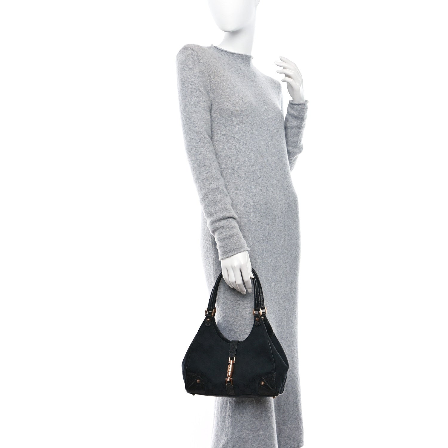 Gucci Monogram Calfskin Large Bardot Tote Black 2 of 12