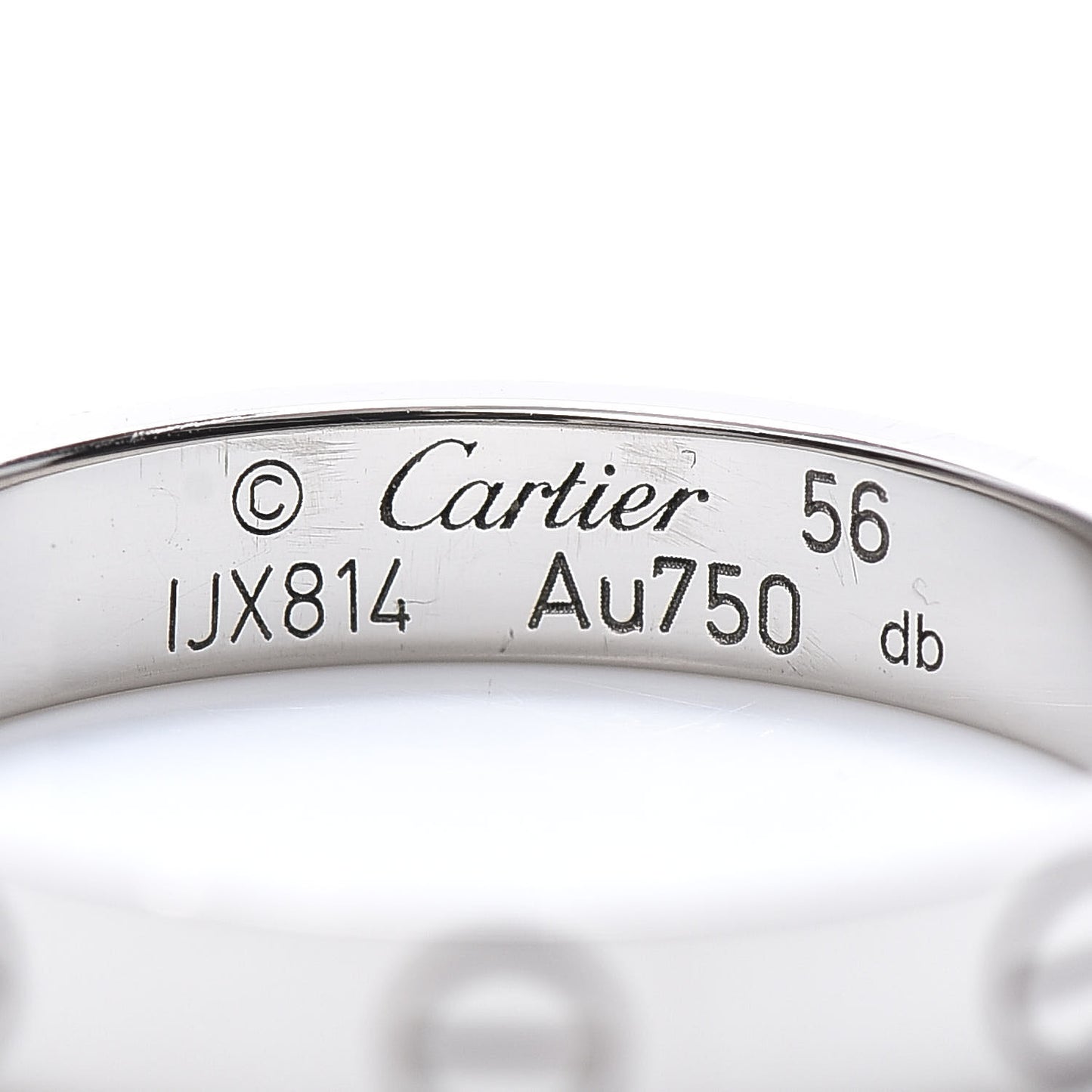 18K White Gold 3.5mm LOVE Wedding Band Ring 56 7.5
