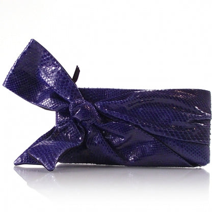 Valentino Garavani Python Bow Clutch Blue 1 of 7