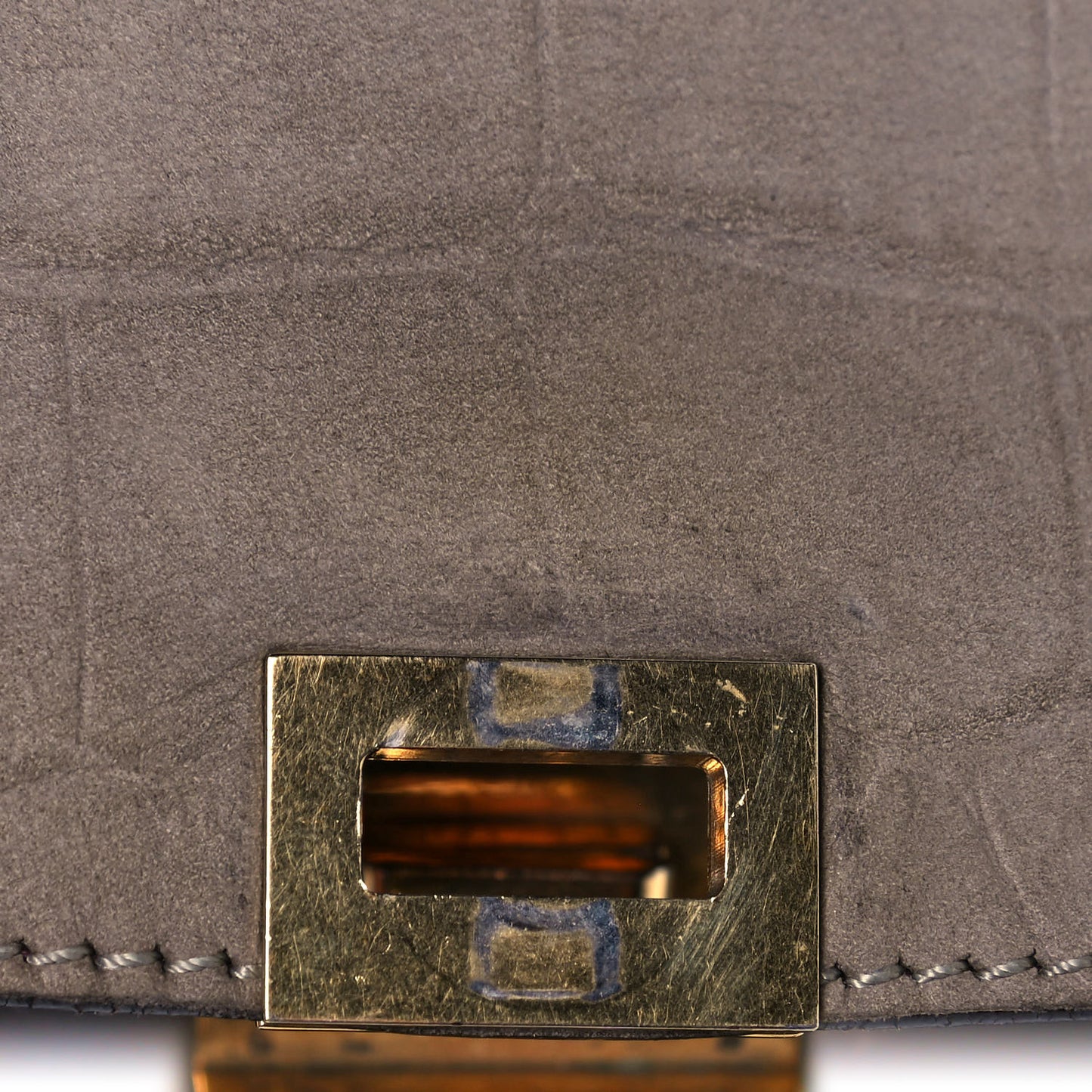 Crocodile Embossed Nubuck Medium Trapeze Grey