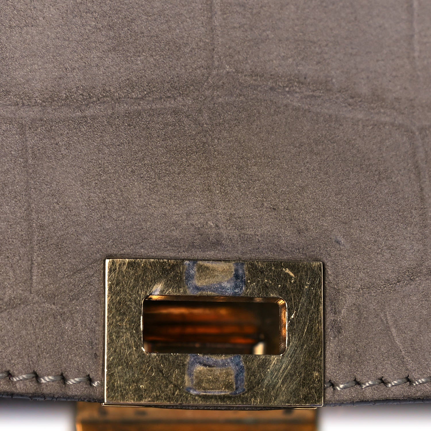 Celine Crocodile Embossed Nubuck Medium Trapeze Grey 17 of 24