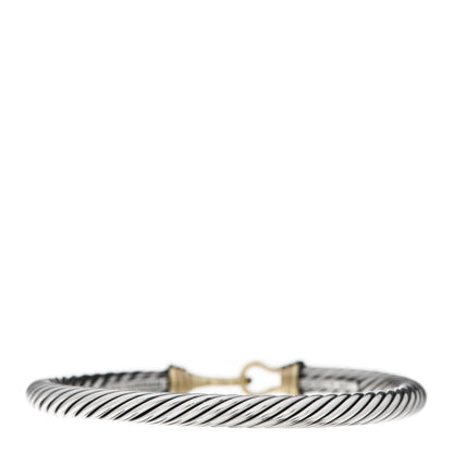 David Yurman Sterling Silver 14K Yellow Gold 5mm Cable Classic Buckle Bracelet 2 of 4