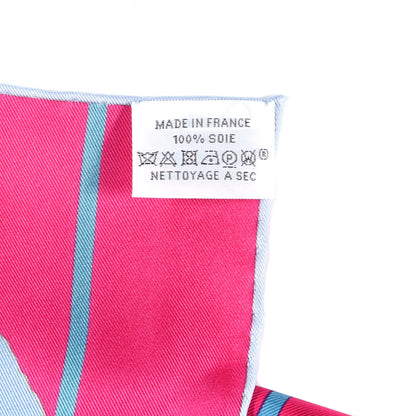 Hermes Silk Mors A Jouets Chemise Scarf 90 Rose Vif Bleu Jean 4 of 4