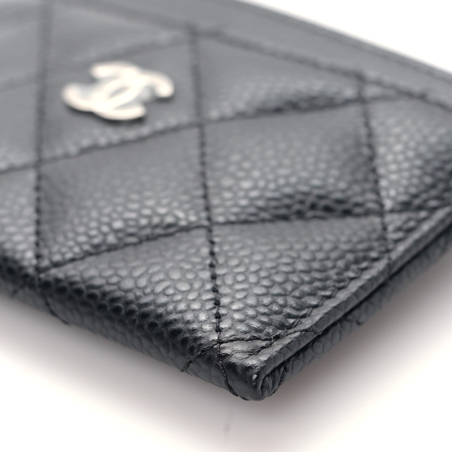 Caviar Quilted Card Holder Black