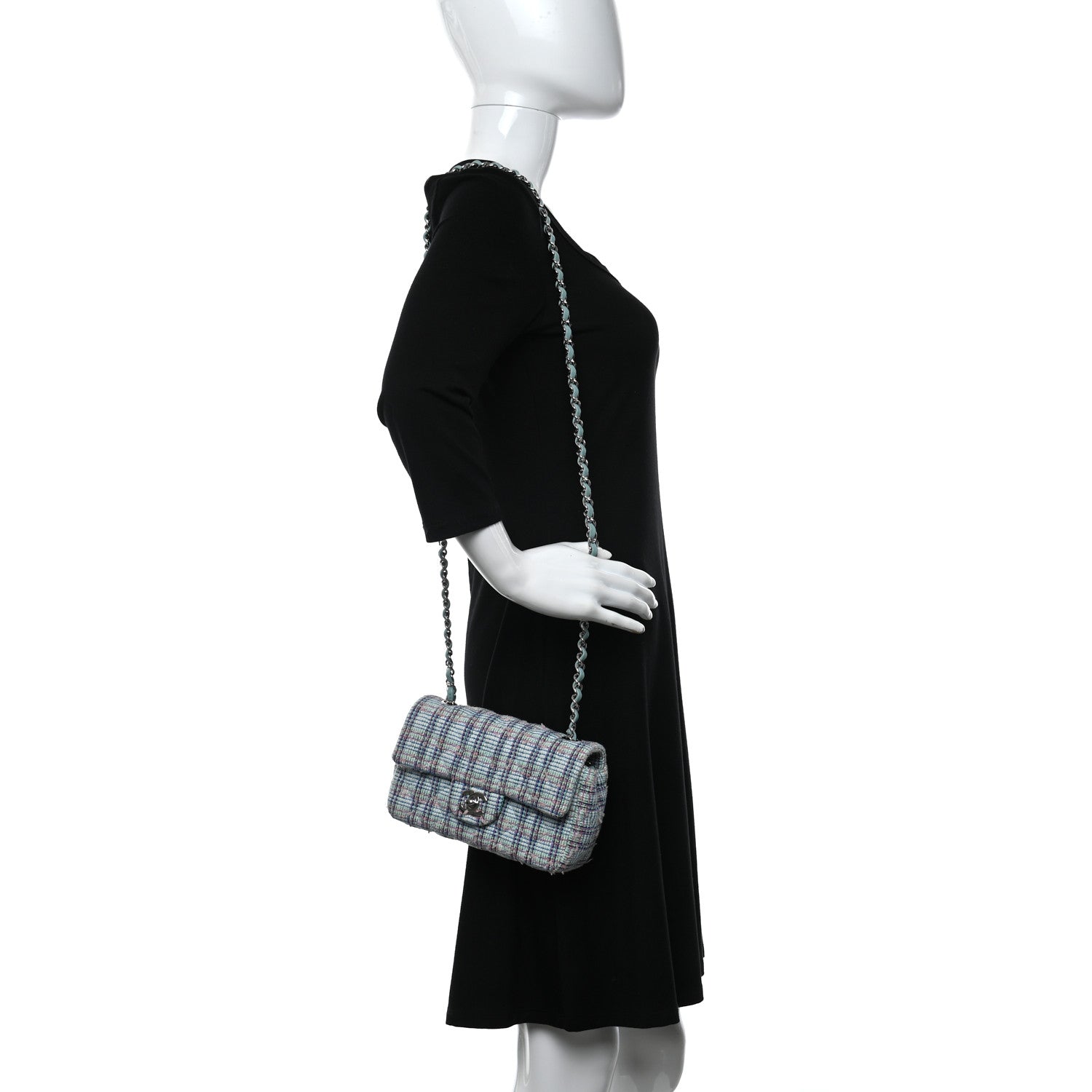 Chanel Tweed Quilted Mini Rectangular Flap Blue 2 of 9