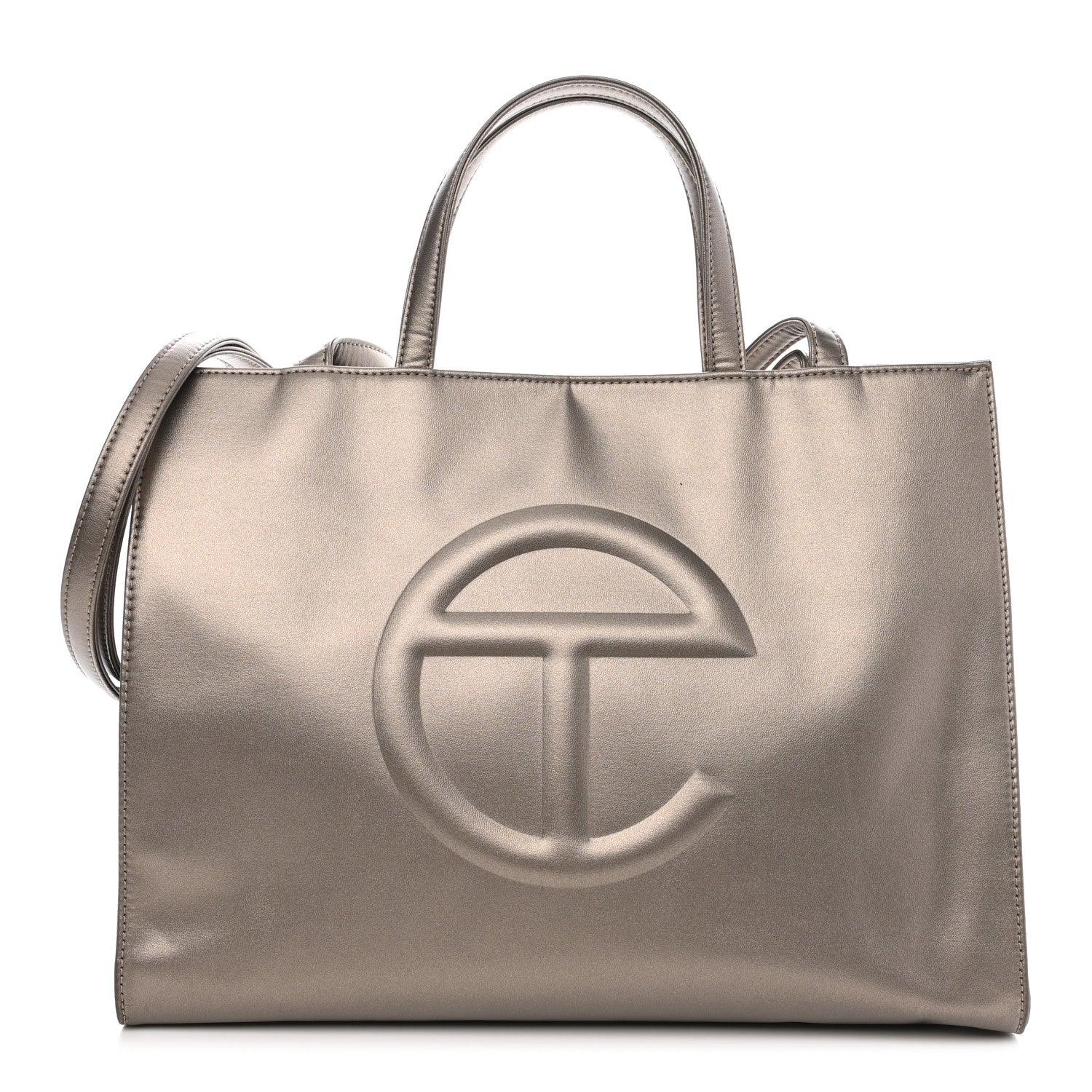 TELFAR Metallic Vegan Leather Medium Shopping Bag Bronze FASHIONPHILE