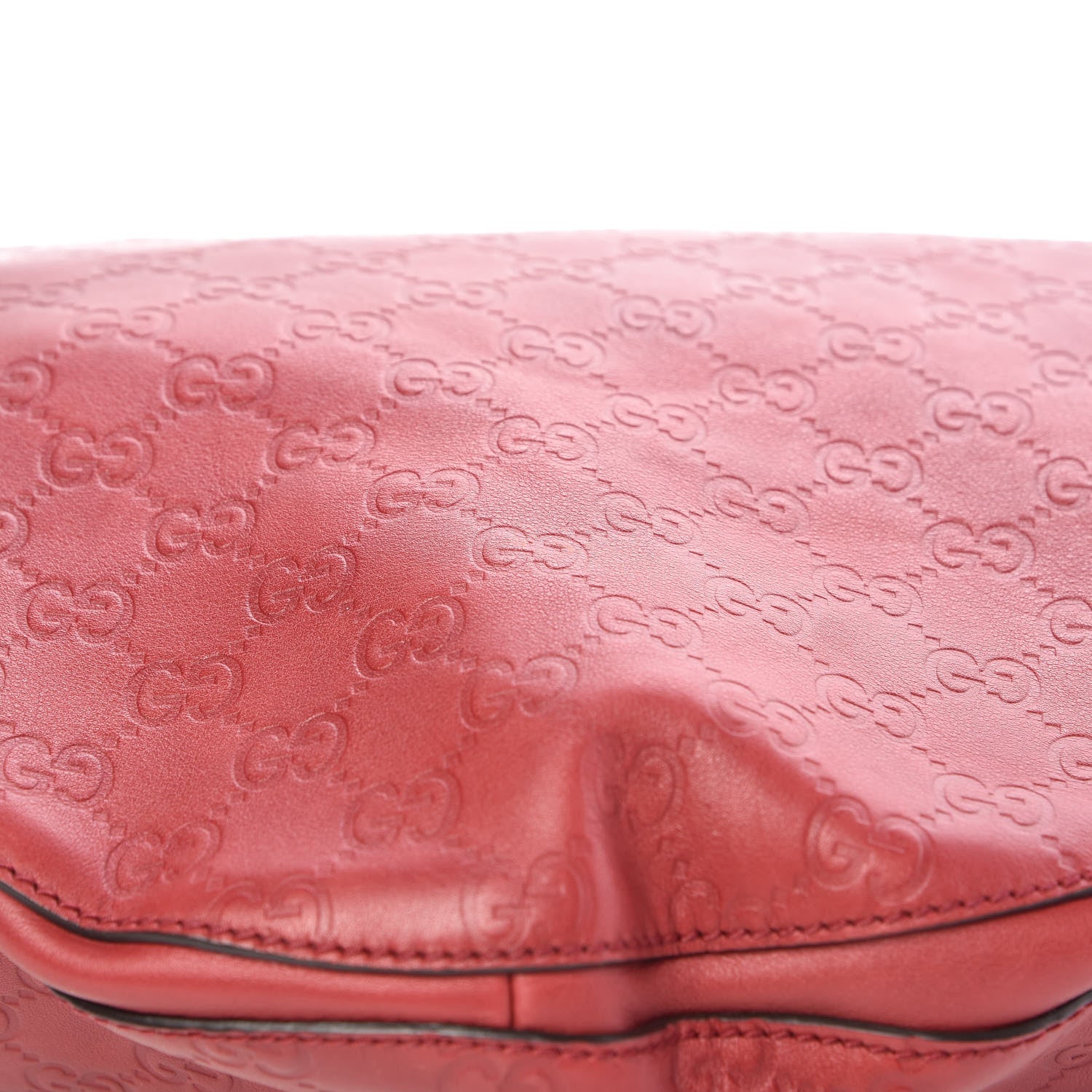 Gucci Guccissima Half Moon Bamboo Ring Hobo Red 11 of 12