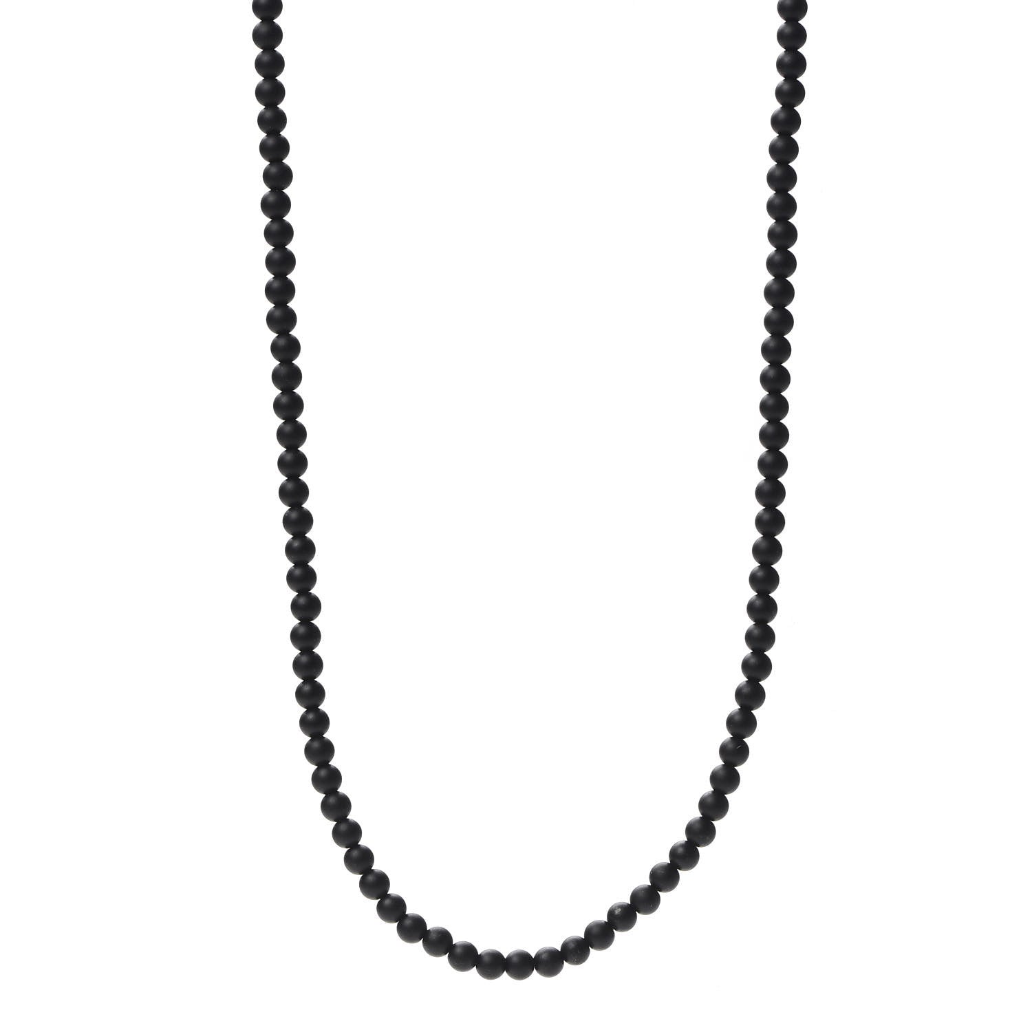 David Yurman Sterling Silver Black Onyx 5mm Spiritual Beads Necklace 1 of 5