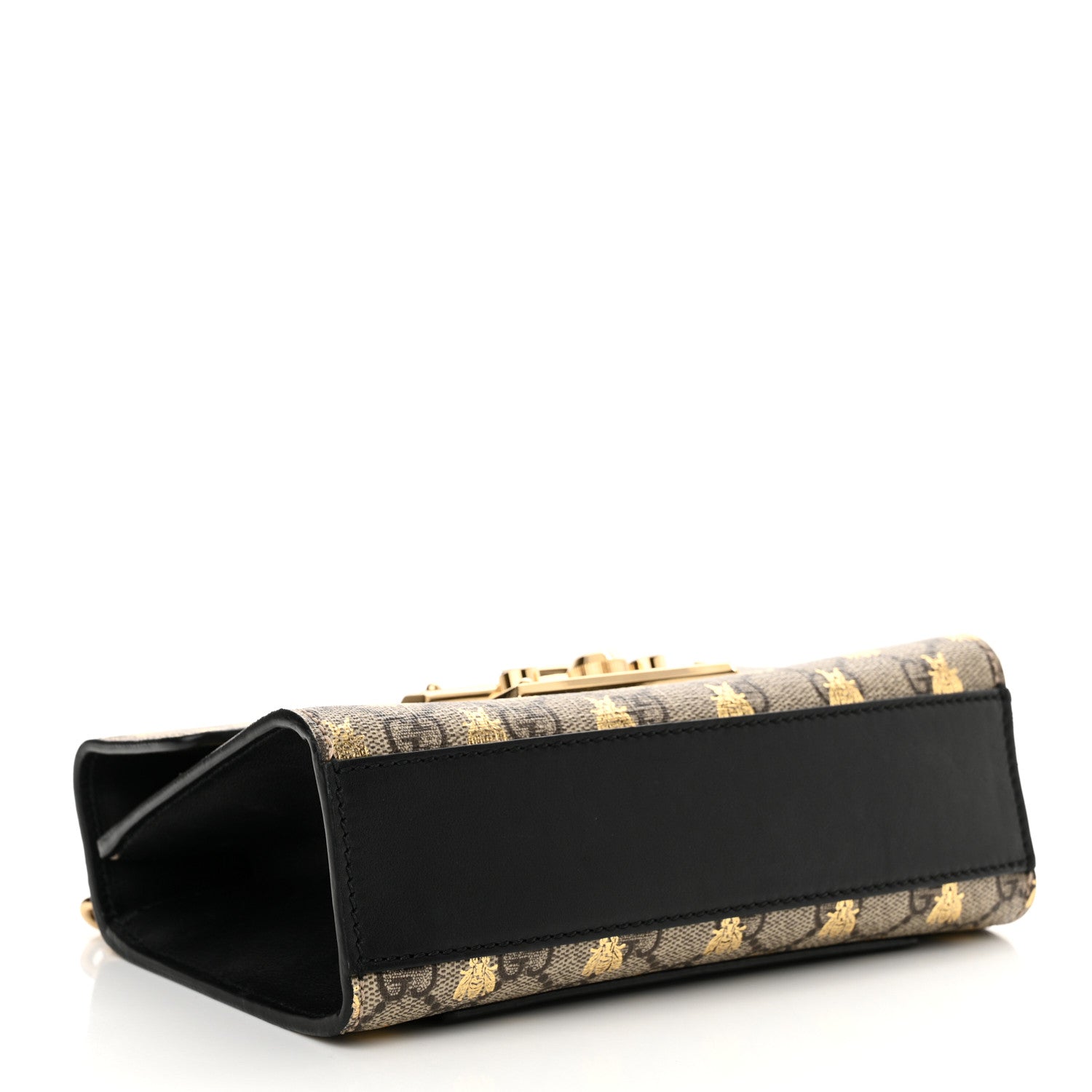 Gucci GG Supreme Monogram Bees Small Padlock Shoulder Bag Black 4 of 13