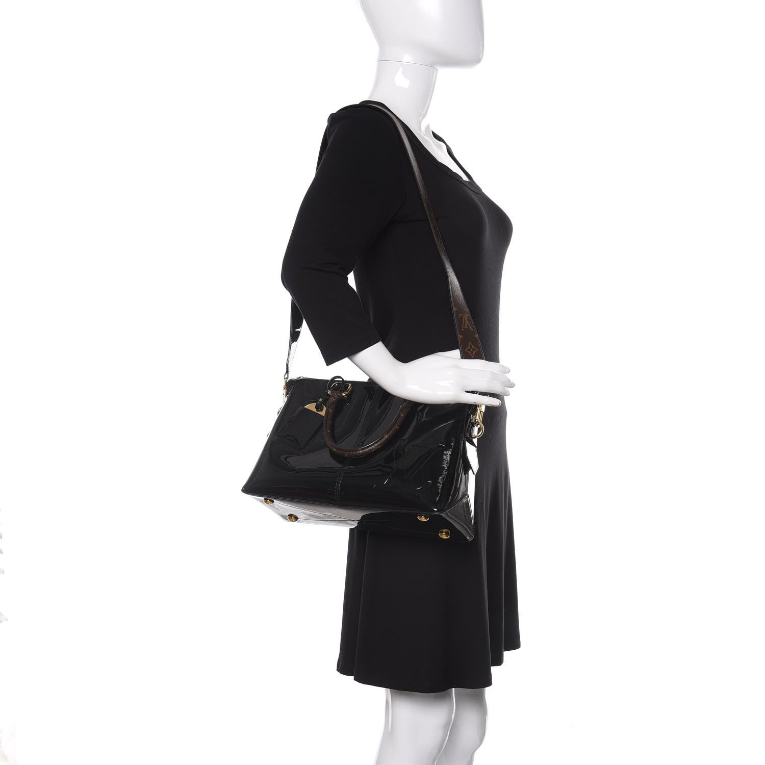 Louis Vuitton Patent Calfskin Miroir Tote Black 2 of 11