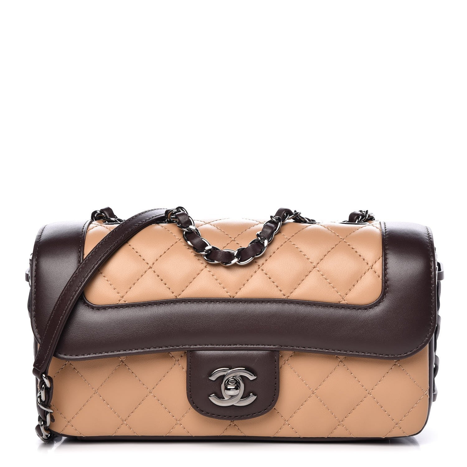Chanel Calfskin Quilted Small Coco Corset Flap Brown Beige 1 of 8