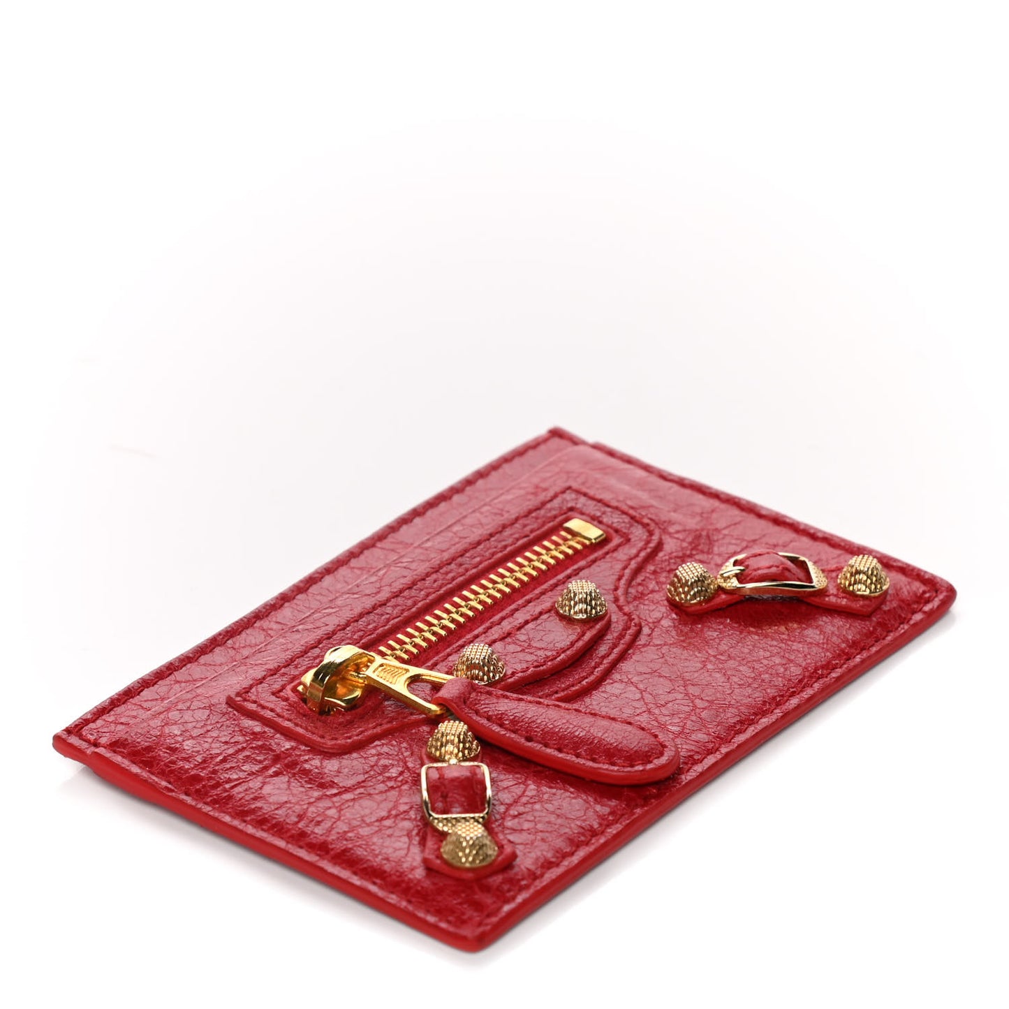 Agneau Giant Gold Hardware Card Case Rouge Sapphire