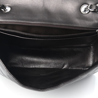 Chanel Metallic Lambskin Quilted Jumbo Single Flap Dark Grey 5 of 11