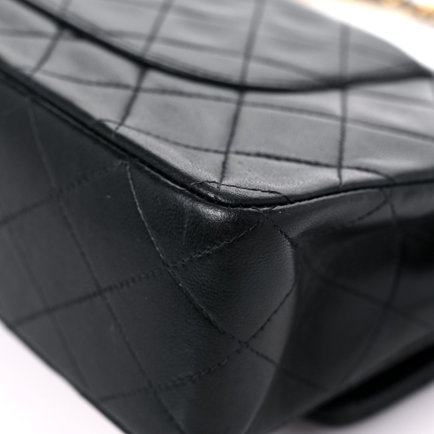 Lambskin Quilted Medium Double Flap Black