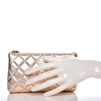 Chanel Iridescent Lambskin Quilted Cosmetic Pouch Light Gold 2 of 8