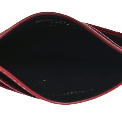 Saint Laurent Grain De Poudre Matelasse Chevron Monogram Credit Card Case Opyum Red 5 of 8