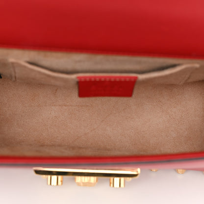Gucci Calfskin Studded Small Padlock Shoulder Bag Hibiscus Red 5 of 21